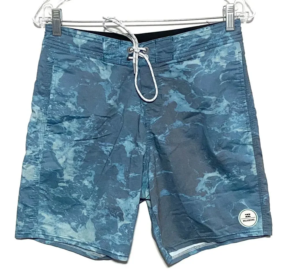 Billabong Blue Marble Tie Dye Board Shorts Mens 28 Lo Tide Coastal Swim Vacation